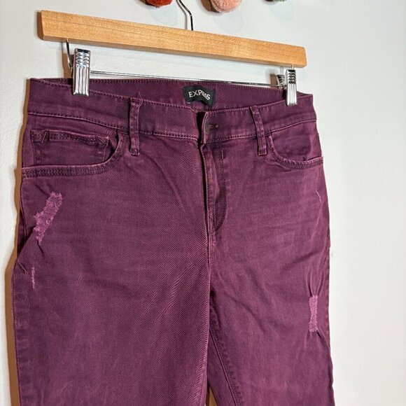 Express burgundy Mid Rise Ankle Legging jeans - Picture 2 of 5
